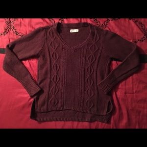 Burgundy Hollister V-Neck Knit Sweater